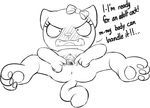  anthro anus blush dialogue hello_kitty_(character) hindpaw les_kassos looking_at_viewer paws presenting pussy sanrio spread_pussy spreading talking_to_viewer text 