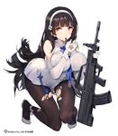 accessories ankle_ribbon assault_rifle between_breasts black_hair breast_press breasts brown_eyes bullpup covered_nipples dress eating_hair eyebrows eyebrows_visible_through_hair flower full_body girls_frontline gloves gun hair_flower hair_ornament hairband holding holding_gun holding_weapon impossible_clothes kishiyo large_breasts long_hair looking_at_viewer necktie official_art pantyhose qbz-95 qbz-95_(girls_frontline) ribbon rifle simple_background solo squatting symbol torn_clothes torn_legwear very_long_hair watermark weapon white_background white_dress white_gloves white_hairband 