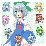  :&gt; :&lt; :d :o :q achi_cirno alternate_color alternate_element alternate_hair_length alternate_hairstyle aqua_eyes blonde_hair blue_bow blue_dress blue_eyes blue_hair bow cherry_blossoms chibi cirno commentary dated dress electrical_wings fiery_wings flower green_bow green_dress green_hair green_wings grin hair_bow hapa_cirno heart ice ice_wings ikazu_cirno leaf_wings long_hair looking_at_viewer multiple_persona necktie open_mouth orange_bow orange_dress orange_hair pink_bow pink_dress pink_hair plant_wings puffy_short_sleeves puffy_sleeves red_bow red_dress red_eyes red_hair riruno_(violetaluna) sakura_cirno short_hair short_sleeves skirt_hold smile sunflower tan tanned_cirno tongue tongue_out touhou variations very_long_hair wings yellow_dress 