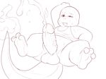  3_toes alternate_version_available anthro balls barefoot bottomless bumped_penis charmander clothed clothing cum cumshot ejaculation erection eroborus fan_character feet flaming_tail front_view hadou hands-free hindpaw humanoid_penis line_art looking_pleasured male monochrome nintendo open_mouth orgasm paws penis plantigrade pok&eacute;mon raised_arm reclining scalie shirt sitting soles solo spread_legs spreading sweat tank_top toe_curl toe_wiggle toes vein veiny_penis video_games 