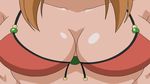  1girl animated animated_gif bikini bouncing_breasts breasts cleavage close-up ikkitousen large_breasts orange_hair solo sonsaku_hakufu 