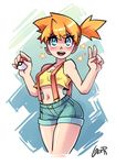  1girl gerp gerph kasumi_(pokemon) pokemon pokemon_(anime) short_shorts smile solo tagme 