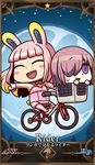  animal_ears april_fools bicycle bicycle_basket blush_stickers bunny_ears chibi closed_eyes e.t. fate/grand_order fate_(series) flying full_moon ground_vehicle highres in_basket long_hair mash_kyrielight moon multiple_girls official_art parody riding riyo_(lyomsnpmp) riyo_servant_(bunnygirl) servant_card_(fate/grand_order) smile star 