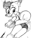  akunim anthro armband armwear clothed clothing female hokkaido_nippon-ham_fighters looking_back mammal mascot monochrome nippon_professional_baseball polly_polaris rear_view rodent simple_background skirt smile squirrel standing underwear upskirt 