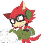  2017 anthro big_head black_nose canine clothing custom_character_(sonic_forces) eyewear fur glasses gloves male mammal sharp_teeth simple_background sonic_(series) sonic_forces sonic_the_hedgehog sonicsky2337 teeth toony wolf 