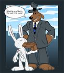  balls black_nose button canine dog duo erection gay gnin gninrom hat lagomorph male mammal max max_(sam_and_max) necktie open_mouth oral oral_sex penis pink_nose rabbit sam sam_(sam_and_max) sam_and_max sex size_difference suit 