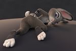  3_toes 3d_(artwork) 4_fingers adamb/fluffy anthro blender_(software) digital_media_(artwork) disney feet female fur judy_hopps lagomorph looking_back lying mammal nude on_front paws rabbit solo toes zootopia 