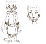  2017 anthro characte:chesche clothing female fur grin mammal maximus32 mouse nude pencil_(artwork) rodent smile solo speech_bubble standing traditional_media_(artwork) 