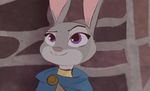  2016 abstract_background absurd_res anthro captain_phoebus clothed clothing crossdressing disney duo fur headshot_portrait hi_res judy_hopps judylavernehopps lagomorph mammal parody pink_nose portrait purple_eyes rabbit raised_eyebrow smile solo the_hunchback_of_notre_dame zootopia 