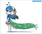  arms_at_sides artist_name bird_tail black_hair black_shirt blue_border blue_hair blue_ribbon blue_vest border chibi closed_mouth collared_shirt copyright_name dated dot_nose floating_hair full_body gradient_hair green_hair hair_between_eyes head_wings jpeg_artifacts kemono_friends long_hair long_sleeves looking_at_viewer multicolored multicolored_clothes multicolored_hair multicolored_skirt neck_ribbon pantyhose peacock_feathers peafowl_(kemono_friends) pleated_skirt red_eyes ribbon shadow shirt shoes short_over_long_sleeves short_sleeves simple_background skirt smile standing tail vest white_background white_footwear white_hair white_legwear wings yoshizaki_mine 