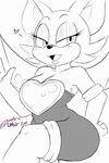  2017 absurd_res anthro bat breasts cleavage clothed clothing female hi_res mammal monochrome noodle-lu rouge_the_bat solo sonic_(series) 