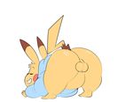  2016 anthro backsack balls bent_over big_butt bottomless butt clothed clothing digital_media_(artwork) ero_(character) eroborus eyes_closed flat_colors fur grin hoodie male mammal nintendo overweight perineum pikachu pok&eacute;mon presenting presenting_hindquarters raised_tail rear_view rodent simple_background smile solo teeth video_games white_background yellow_balls yellow_fur 