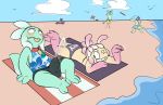  2018 animate_inanimate anthro beach blush bulge clothed clothing cloud collar cum cum_through_clothing cumshot digital_media_(artwork) duo_focus ejaculation erection frisbee gastropod grin group male marine mollusk orgasm outside pi&ntilde;ata public purple_eyes riley_(sashaviel) sasha_(sashaviel) sashaviel sea_slug seaside sex_toy sky slug smile swimsuit vibrator water yellow_eyes yellow_tongue 