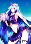  blue_background breasts brynhildr_(fate) cheerleader fate/prototype fate/prototype:_fragments_of_blue_and_silver fate_(series) highres long_hair looking_at_viewer otsunabe_(naabe_delta) pom_poms purple_eyes silver_hair skirt smile solo very_long_hair 
