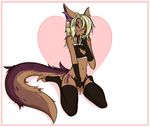  &lt;3 2017 5_fingers anthro armwear blonde_hair blush brown_fur canine clothed clothing collar digital_media_(artwork) eyelashes fur girly gloves hair leash legwear long_hair looking_at_viewer male mammal panties purple_eyes simple_background smile solo underwear zera_(zerarick) 