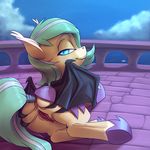  2017 absurd_res anus bat_pony bat_wings butt clitoris equine fan_character female feral hair half-closed_eyes hi_res looking_at_viewer mammal membranous_wings my_little_pony outside pussy solo vistamage wings 