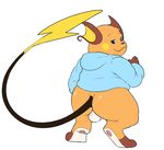  anthro backsack balls bottomless butt clothed clothing digitigrade ero_(character) eroborus flat_colors hoodie looking_back male mammal nintendo pok&eacute;mon raichu rear_view rodent seductive simple_background smile solo standing thick_thighs video_games white_background 