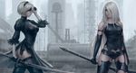  ass mirco_cabbia nier_automata sword thighhighs watermark yorha_no.2_type_b yorha_type_a_no._2 