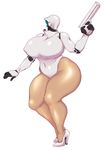  1girl breasts gun haydee_(game) haydee_(haydee) helmet high_heels huge_breasts solo thick_thighs thighs weapon 