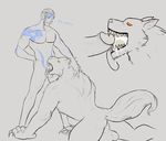  anthro backsack balls big_balls canine cu_chulainn cum cum_in_mouth cum_inside deep_throat fellatio fenrir human human_on_anthro interspecies male male/male mammal muscular olethros oral penis saliva sex size_difference small_dom_big_sub smite tattoo wolf 