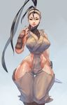  1girl antenna_hair bandage bandanna black_eyes black_hair breasts cowboy_shot cutesexyrobutts groin hip_vent ibuki_(street_fighter) long_hair ninja no_panties ponytail solo standing street_fighter street_fighter_v thighs very_long_hair 