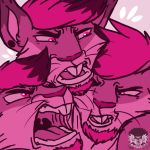  3_heads angry angry_koala annoyed anthro arguing conjoined cramped fur male mammal multi_head multifur pink_eyes pink_fur pink_nose rgmbleh rodent squirrel squish 