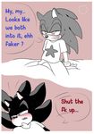  ... 5_fingers ? blush bulge clothed clothing dialogue didichann duo english_text erection erection_under_clothes gloves hedgehog male male/male mammal shadow_the_hedgehog sonic_(series) sonic_the_hedgehog text 