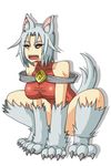  1girl animal_ears dr._omonemushi leotard open_mouth paws red_eyes solo tail wolf_ears wolf_tail 