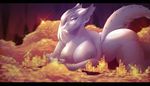  2017 anthro big_breasts big_butt breasts butt curved_horns digital_media_(artwork) dragon female ghostli hair horn inside looking_at_viewer scales scalie sitting solo thick_thighs white_eyes white_hair white_scales 