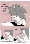  ... 5_fingers ? blush clothed clothing comic dialogue didichann duo english_text erection eyes_closed fellatio gloves hedgehog humanoid_penis male male/male mammal oral penis sex shadow_the_hedgehog sonic_(series) sonic_the_hedgehog sweat text 