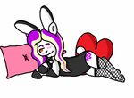  2017 cervine clothing costume deer digital_media_(artwork) elizabeth_winter feral fur hair hooves legwear looking_at_viewer mammal mikk_p&otilde;der_(artist) playboy playboy_bunny smile stockings 