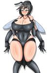  1girl antennae blue_eyes blush breasts dr._omonemushi insect_girl insect_wings large_breasts monster_girl multiple_arms smile solo 