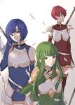  armor blue_hair breastplate est fire_emblem fire_emblem:_ankoku_ryuu_to_hikari_no_tsurugi fire_emblem:_monshou_no_nazo fire_emblem:_shin_ankoku_ryuu_to_hikari_no_tsurugi fire_emblem:_shin_monshou_no_nazo fire_emblem_echoes:_mou_hitori_no_eiyuuou fire_emblem_gaiden green_hair highres holding holding_weapon katua looking_at_viewer multiple_girls nana_(mizukas) paola pauldrons pink_hair polearm siblings smile spear weapon 