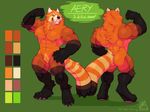  2017 4_toes abs aery anthro back_muscles barefoot biceps big_muscles biped black_claws black_fur black_nose black_tail brown_fur brown_tail canine claws color_swatch digital_media_(artwork) digitigrade ears_back eyebrows fangs featureless_crotch flexing front_view fur green_background green_eyes green_sclera grey_nipples grin hi_res hybrid long_tail looking_at_viewer male mammal model_sheet multicolored_fur multicolored_tail multiple_angles muscular muscular_male naturally_censored nipples nude orange_fur orange_tail pecs pose quads rear_view red_fur red_panda serratus signature simple_background skymachine smile snout solo teeth toe_claws toes were werewolf white_eyebrows white_fur yellow_fur yellow_tail 