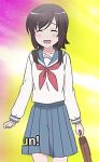  :d ^_^ blue_skirt chestnut_mouth futsuu_no_joshikousei_ga_locodol_yattemita handbag looking_at_viewer pleated_skirt seifuku solo tomboy usami_nanako 