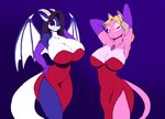  armwear big_breasts breasts clothing disney dragon dress duo elbow_gloves gloves hair horn invalid_tag jessica_rabbit makeup scalie swissy terru thick_thighs vibershot who_framed_roger_rabbit wings 