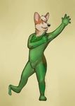  canine clothing corgi cosmin dog happy male mammal solo spandex steampossum_(artist) tight_clothing zentai 