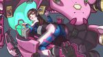  acronym animal_print ass back bangs blue_bodysuit bodysuit bracer breasts brown_eyes brown_hair candy clothes_writing cockpit commentary_request d.va_(overwatch) facepaint facial_mark food from_behind full_body gloves gun headphones high_collar highres lollipop long_hair looking_at_viewer looking_back mecha medium_breasts meka_(overwatch) mouth_hold overwatch perspective pilot pilot_suit ribbed_bodysuit shou_madao shoulder_pads skin_tight solo swept_bangs thigh_strap weapon whisker_markings white_gloves 