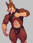  2017 5_fingers abs anthro biceps biped black_bottomwear black_clothing black_shirt black_topwear black_underwear brown_eyes brown_fur bulge canine clothed clothing clothing_lift digital_media_(artwork) doberman dog drooling fangs francis_keller front_view fur grey_background hi_res humanoid_hands jockstrap knuxlight looking_at_viewer male mammal multicolored_fur muscular muscular_male navel nipples open_mouth pecs pepsi_(fa) pink_nipples pink_nose pink_tongue pinup portrait pose quads saliva shirt shirt_lift simple_background snout solo standing tan_fur tank_top teeth three-quarter_portrait tongue tongue_out two_tone_fur underwear 