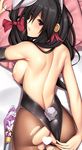  animal_ears bare_shoulders black_hair blush bow breasts bunny_ears bunny_girl bunny_tail bunnysuit censored dakimakura fake_animal_ears fishnet_pantyhose fishnets hair_bow hair_ornament heart heart_censor kono_subarashii_sekai_ni_shukufuku_wo! large_breasts leotard long_hair looking_at_viewer lying nipples on_stomach pantyhose pillow red_eyes staff tail tony_guisado torn_clothes torn_legwear yunyun_(konosuba) 