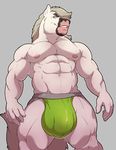  2016 5_fingers abs anthro biceps big_bulge biped bulge clothed clothing cyrus_jorgensen digital_media_(artwork) draft_horse equine eyebrows front_view green_bottomwear green_clothing green_eyes green_underwear grey_background grey_hair grey_tail hair hi_res horse humanoid_hands jockstrap knuxlight long_hair long_tail looking_at_viewer male mammal muscular muscular_male nipples pecs pepsi_(fa) pink_nipples portrait simple_background smile snout solo standing teeth three-quarter_portrait topless underwear 