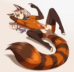  animal_genitalia armwear balls bell clothing collar erection fireflufferz girly leather legwear lokkun_(character) lying male mammal on_back red_panda rubber sheath smile solo spread_legs spreading 