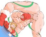  anus ass bara blonde_hair cum erection golden_sun male_focus muscle naughty_face penis penis_grab 