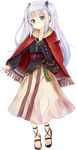  blue_eyes brown_skirt capelet eilean_donan_(oshiro_project) eyebrows_visible_through_hair full_body long_skirt looking_at_viewer official_art oshiro_project oshiro_project_re red_capelet silver_hair skirt solo taicho128 transparent_background twintails 