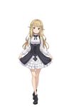  black_footwear blonde_hair blue_eyes full_body highres long_hair looking_at_viewer makaria official_art princess_(princess_principal) princess_principal princess_principal_game_of_mission school_uniform shoes skirt_hold smile solo standing transparent_background 