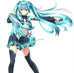  black_bra black_legwear blue_eyes blue_hair blue_nails bra flat_chest floating_hair hair_between_eyes hair_ornament hatsune_miku holding holding_microphone koji_(koji-a) long_hair looking_at_viewer microphone midriff miniskirt multicolored_hair nail_polish navel pink_hair pleated_skirt project_diva_(series) project_diva_x simple_background skirt smile solo standing stomach thighhighs twintails two-tone_hair underwear very_long_hair vocaloid white_background zettai_ryouiki 