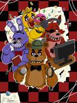  2017 animatronic avian bear bird bonnie_(fnaf) bow_tie canine chica_(fnaf) chicken cupcake_(fnaf) digital_media_(artwork) eye_patch eyewear female five_nights_at_freddy&#039;s fox foxy_(fnaf) freddy_(fnaf) glasses hook lagomorph machine male mammal poruteno31 rabbit robot video_games 