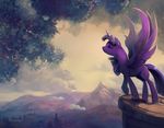  detailed_background equine eyelashes eyes_closed feathered_wings feathers female feral friendship_is_magic fur hooves horn mammal my_little_pony purple_feathers purple_fur solo standing twilight_sparkle_(mlp) viwrastupr winged_unicorn wings 