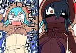  aqua_hair bow commentary_request hood hoodie kemono_friends long_sleeves neck_ribbon nuka_cola06 open_mouth partial_commentary ribbon short_hair striped_hoodie translated tsuchinoko_(kemono_friends) 