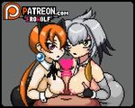  alisa_southerncross animated animated_gif censored erowolf paizuri patreon penis pixel_art shoebill_(kemono_friends) 